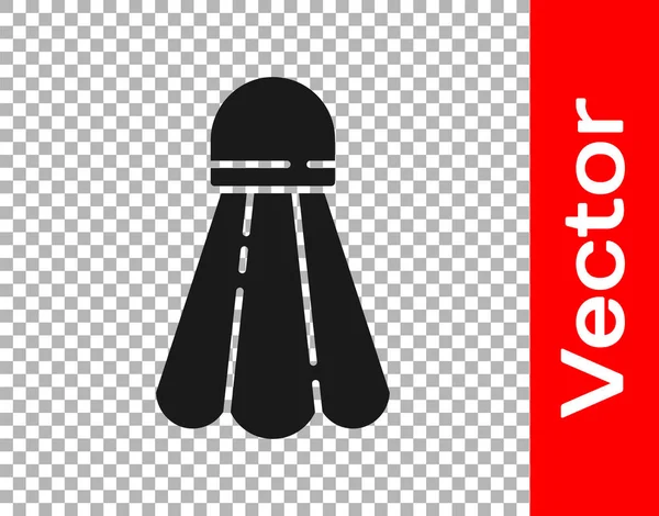 Black Badminton Shuttlecock Icon Isolated Transparent Background Sport Equipment Vector — Stock Vector