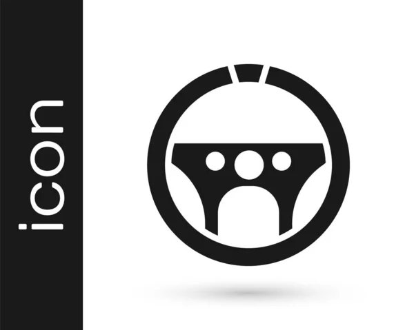 Grey Steering Wheel Icon Isolated White Background Car Wheel Icon — Stock Vector