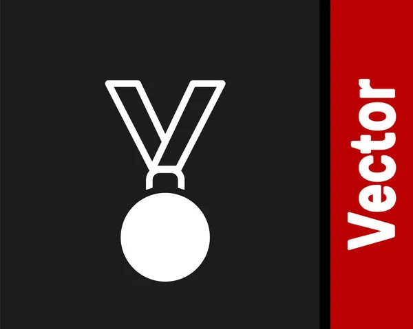 Weißes Medaillensymbol Isoliert Auf Schwarzem Hintergrund Winner Errungenschaft Zeichen Preismedaille — Stockvektor