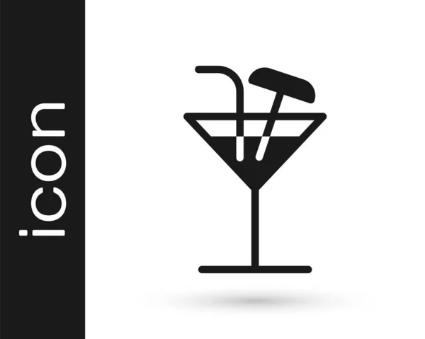 Icône Cocktail Gris Isolé Sur Fond Blanc Illustration Vectorielle — Image vectorielle