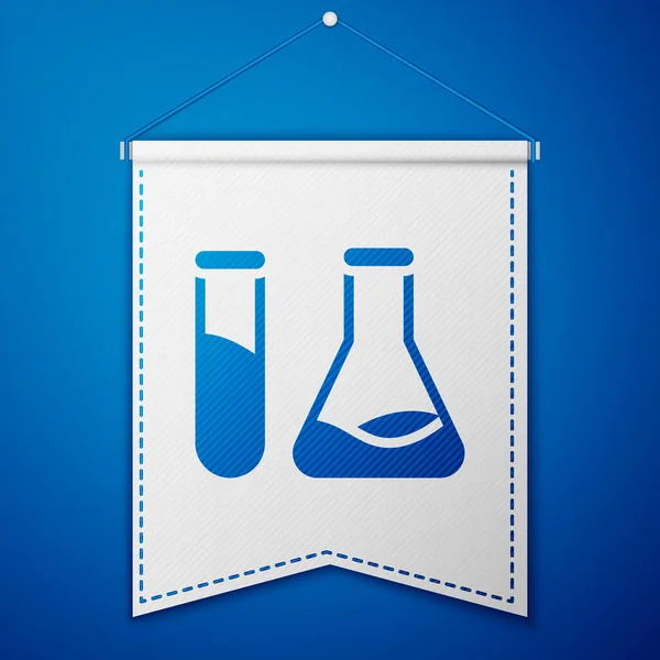 Mavi Test Tüpü Matara Mavi Arka Planda Kimya Laboratuarı Test — Stok Vektör