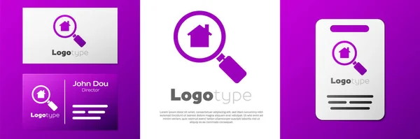 Logotyp Sök Hus Ikon Isolerad Vit Bakgrund Fastighetssymbol För Ett — Stock vektor