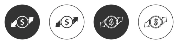 Crecimiento Financiero Negro Icono Moneda Dólar Aislado Sobre Fondo Blanco — Archivo Imágenes Vectoriales