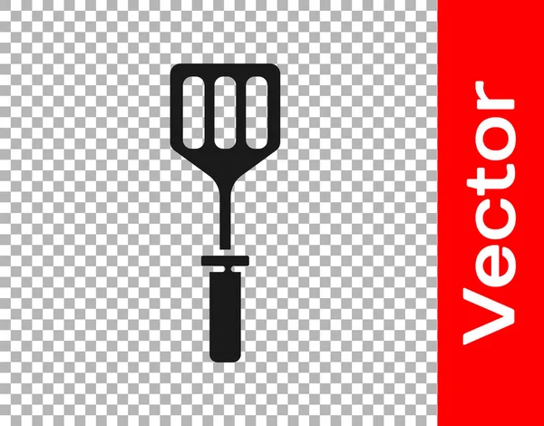 Black Spatula Icon Isolated Transparent Background Kitchen Spatula Icon Bbq — Stock Vector
