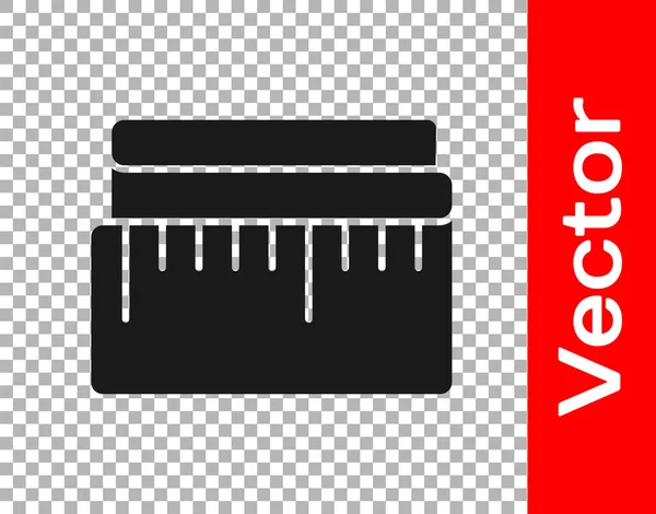 Schwarzes Maßband Symbol Isoliert Auf Transparentem Hintergrund Maßband Vektorillustration — Stockvektor