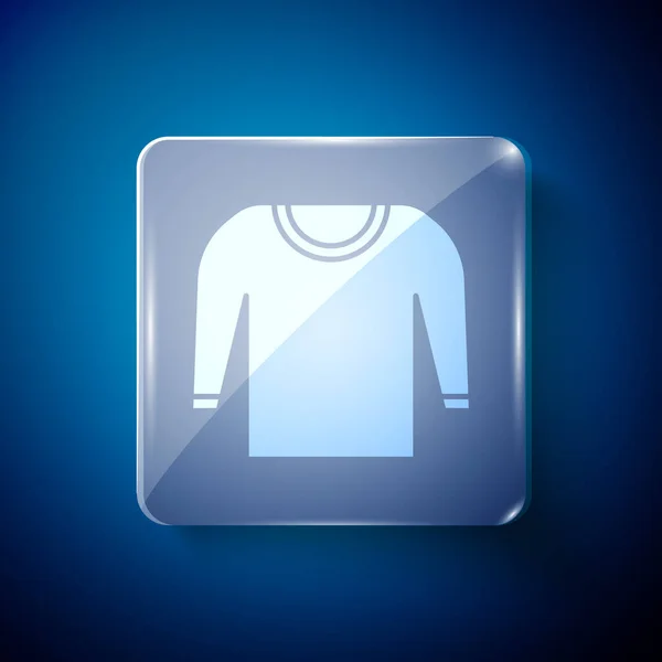 Weißes Sweater Symbol Isoliert Auf Blauem Hintergrund Pullover Symbol Quadratische — Stockvektor