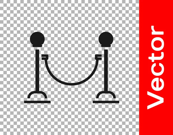 Black Rope Barriere Symbol Isoliert Auf Transparentem Hintergrund Vip Veranstaltung — Stockvektor