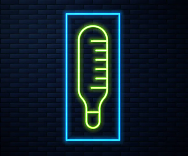 Gloeiende Neon Lijn Medische Thermometer Voor Medisch Onderzoek Pictogram Geïsoleerd — Stockvector