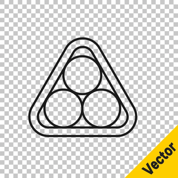 Bolas Bilhar Linha Preta Ícone Triângulo Rack Isolado Fundo Transparente — Vetor de Stock