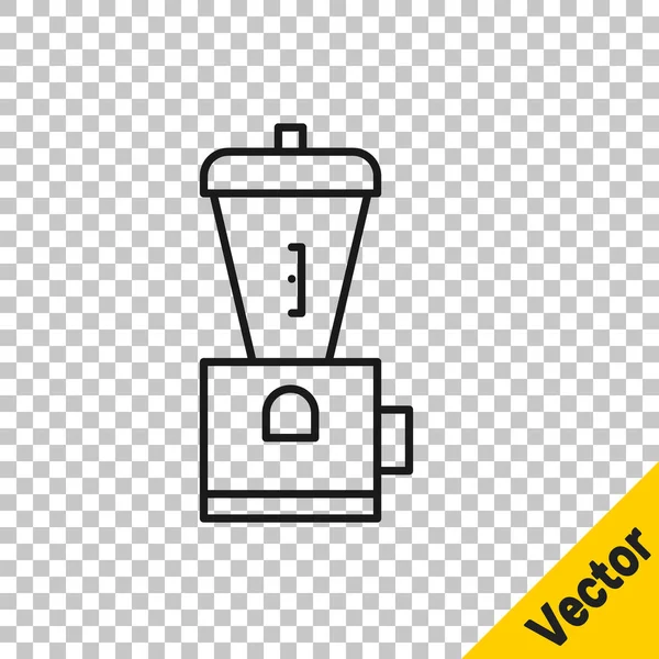 Schwarze Linie Elektrische Kaffeemühle Symbol Isoliert Auf Transparentem Hintergrund Vektorillustration — Stockvektor