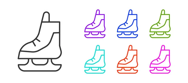 Icône Skates Ligne Noire Isolée Sur Fond Blanc Icône Chaussures — Image vectorielle