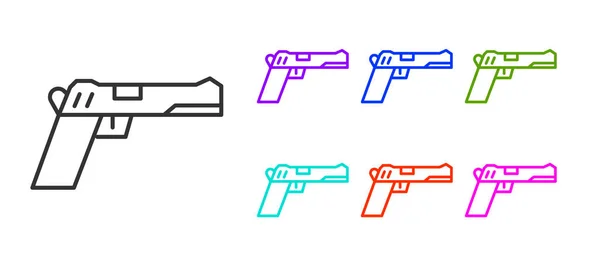 Zwarte Lijn Pistol Pistool Pictogram Geïsoleerd Witte Achtergrond Politie Militair — Stockvector