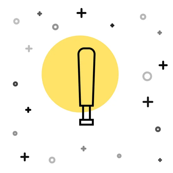 Zwarte Lijn Honkbalknuppel Pictogram Geïsoleerd Witte Achtergrond Sportuitrusting Willekeurige Dynamische — Stockvector