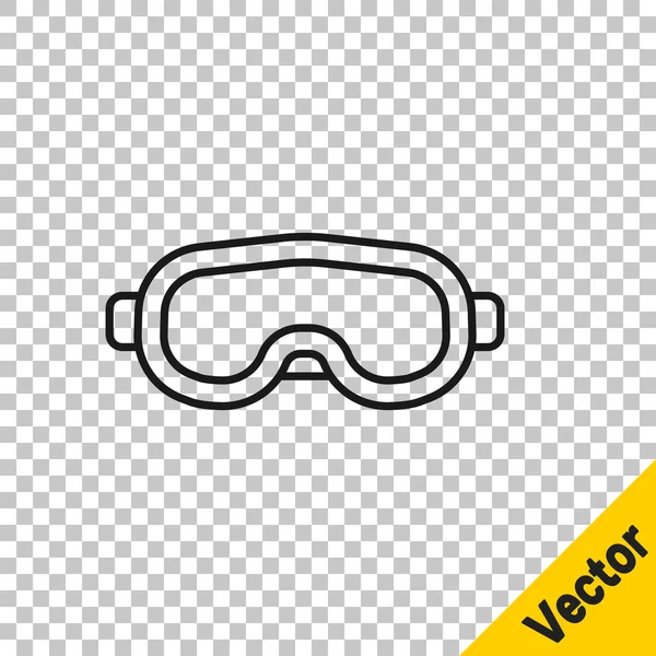Black Line Ski Goggles Icon Isolated Transparent Background Extreme Sport — Stock Vector