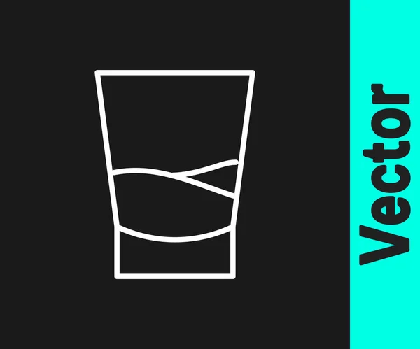 White Line Glass Vodka Icon Isolated Black Background Vector Illustration — Stock Vector