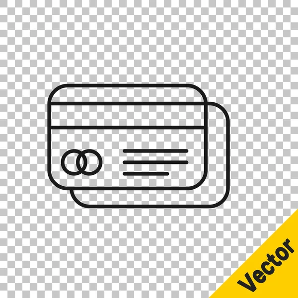 Black Line Credit Card Icon Isolated Transparent Background Online Payment — Stock Vector