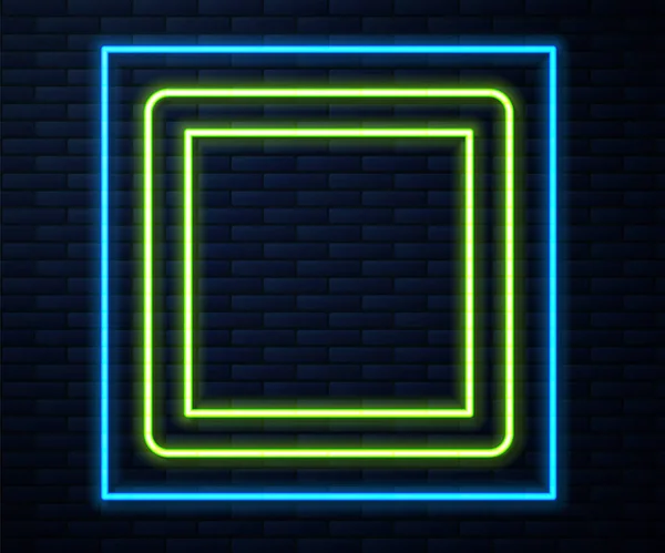 Leuchtende Neon Linie Schnittmuster Symbol Isoliert Auf Backsteinwand Hintergrund Markierungen — Stockvektor