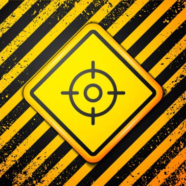 Siyah Hedef spor ikonu sarı arka planda izole edildi. Atış mesafesi ya da atış mesafesi için sayıları olan temiz bir hedef. Uyarı işareti. Vektör İllüstrasyonu.