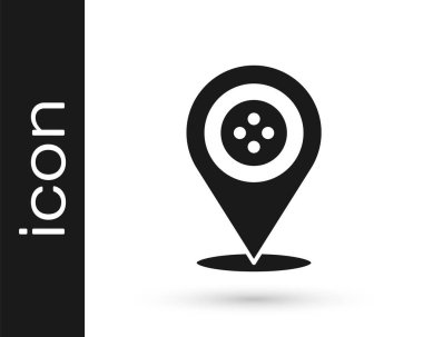 Gri konum terzi dükkânı simgesi beyaz arka planda izole edildi. Vektör İllüstrasyonu.