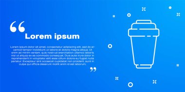 Beyaz çizgi Su filtresi kartuş simgesi mavi arkaplanda izole edildi. Vektör İllüstrasyonu.