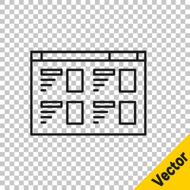 Siyah Satır Çevrimiçi oynatma video simgesi şeffaf arkaplanda izole edildi. Oyun işaretli film şeridi. Vektör İllüstrasyonu.