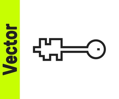 Siyah çizgi Beyaz arkaplanda izole edilmiş eski anahtar simgesi. Vektör İllüstrasyonu.