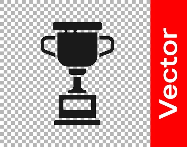 Black Award Cup Icon Isolated Transparent Background Winner Trophy Symbol — Stock Vector