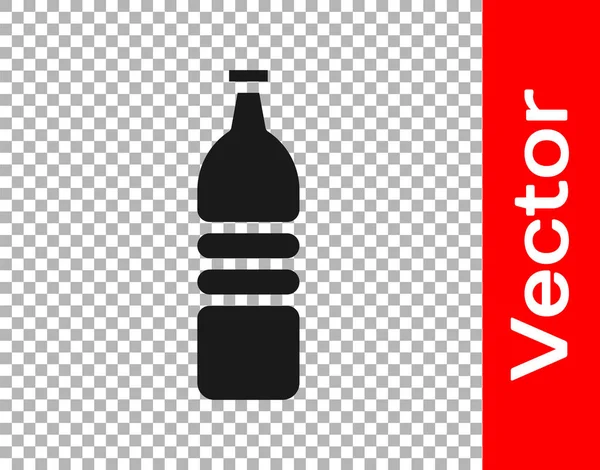 Botella Negra Icono Agua Aislada Sobre Fondo Transparente Signo Bebida — Vector de stock