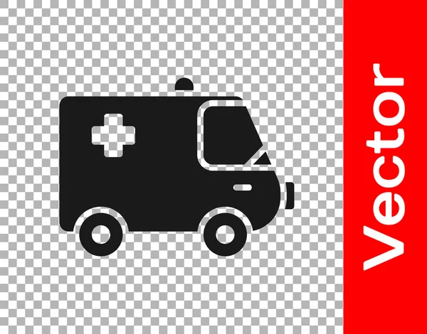 Black Ambulance Emergency Car Icon Isolated Transparent Background Ambulance Vehicle — Stock Vector