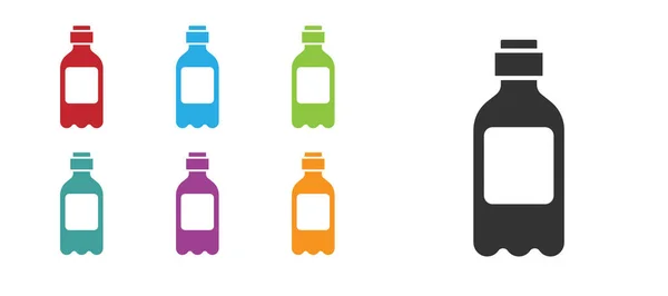 Black Bottle Water Icon Isolated White Background Soda Aqua Drink — Stock Vector