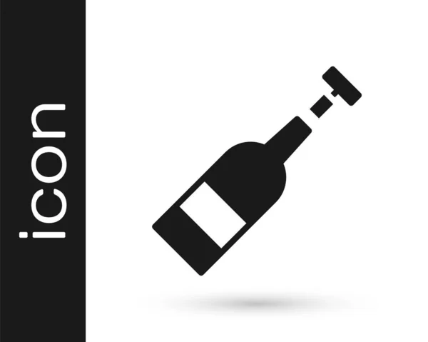 Grau Geöffnete Flasche Wein Symbol Isoliert Auf Weißem Hintergrund Vektorillustration — Stockvektor