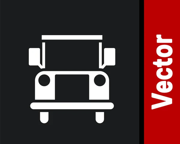 White School Bus Pictogram Geïsoleerd Zwarte Achtergrond Openbaar Vervoer Symbool — Stockvector