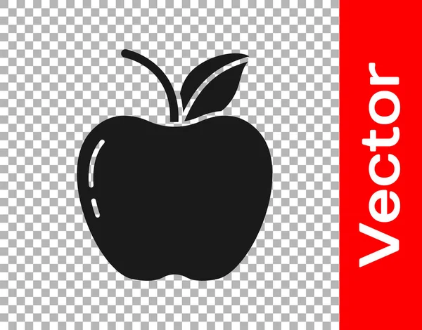 Icono Apple Negro Aislado Sobre Fondo Transparente Fruta Con Símbolo — Vector de stock