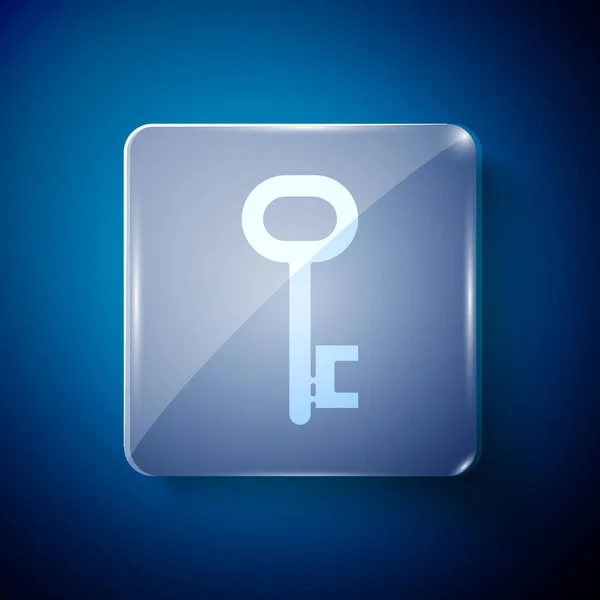 White House Key Icon Isolated Blue Background Square Glass Panels — Stock Vector