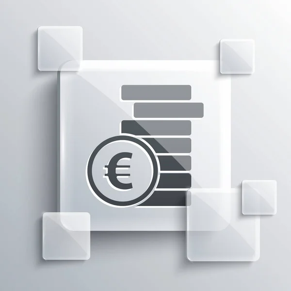 Grijze Munt Geld Met Euro Symbool Pictogram Geïsoleerd Grijze Achtergrond — Stockvector