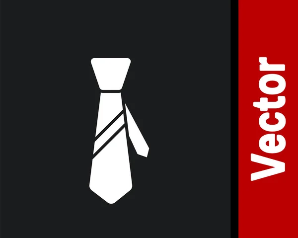 Biała Ikona Krawata Czarnym Tle Symbol Necktie Neckcloth Ilustracja Wektorowa — Wektor stockowy