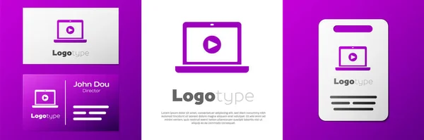 Logotype Online Video Oynatma Simgesi Beyaz Arkaplanda Izole Edildi Dizüstü — Stok Vektör