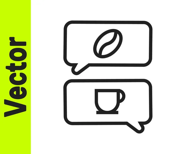 Línea Negra Icono Café Conversación Aislado Sobre Fondo Blanco Charla — Vector de stock