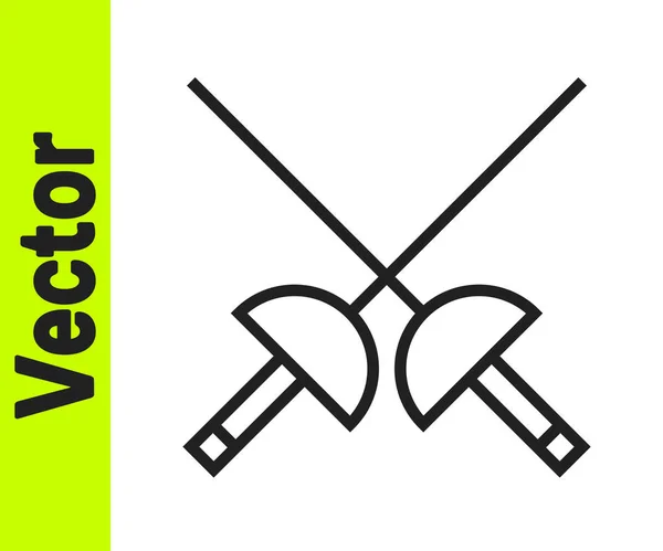 Schwarze Linie Fechten Symbol Isoliert Auf Weißem Hintergrund Sportgeräte Vektorillustration — Stockvektor