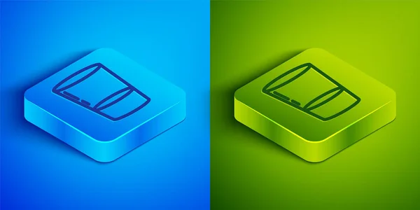 Isometric Line Glass Water Icon Isolated Blue Green Background Soda — Stock Vector