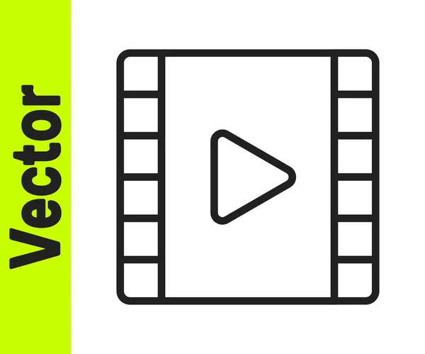 Sort Linje Afspil Video Ikon Isoleret Hvid Baggrund Film Strimmel – Stock-vektor
