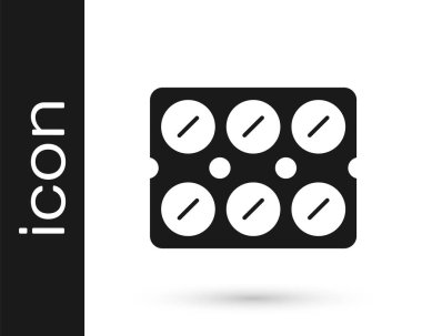 Gri haplar beyaz arka planda izole edilmiş. İlaç paketi. Tablet, vitamin, antibiyotik, aspirin. Vektör İllüstrasyonu.