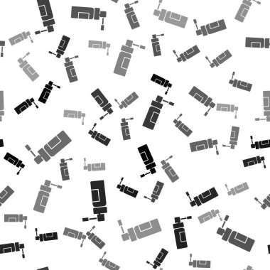 Burun ve boğaz ikonu hastalıklarının tedavisinde kullanılan siyah ilaç şişesi beyaz arka planda izole edilmiş pürüzsüz desen. Vektör İllüstrasyonu.