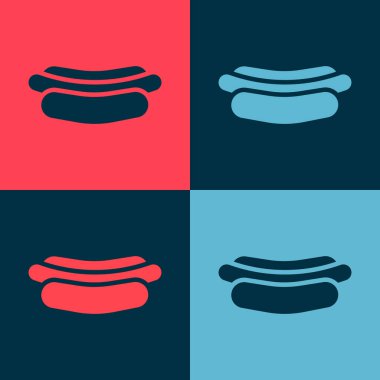 Pop Art Hotdog sandviç simgesi renk arkaplanda izole edildi. Sosis ikonu. Fast food burcu. Vektör İllüstrasyonu.