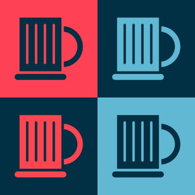 Pop Art Wooden bira bardağı ikonu renk arkaplanında izole edilmiş. Vektör İllüstrasyonu.