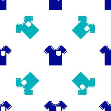Mavi tişört ikonu beyaz arkaplanda izole edilmiş kusursuz desen. Vektör İllüstrasyonu.