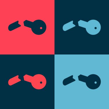 Pop Art Kırık anahtar simgesi renk arkaplanında izole edildi. Vektör İllüstrasyonu.