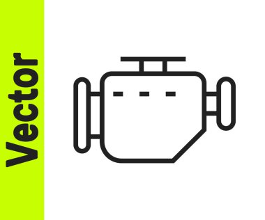 Siyah çizgi kontrol motor simgesi beyaz arkaplanda izole edildi. Vektör İllüstrasyonu.