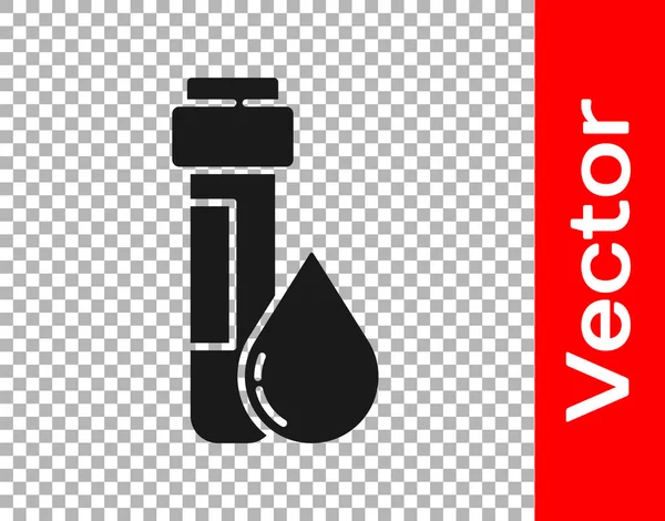 Schwarzes Reagenzglas Mit Wassertropfen Symbol Auf Transparentem Hintergrund Vektorillustration — Stockvektor
