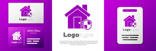 Beyaz Arka Planda Izole Edilmiş Koruma Ikonu Altındaki Logotype House — Stok Vektör